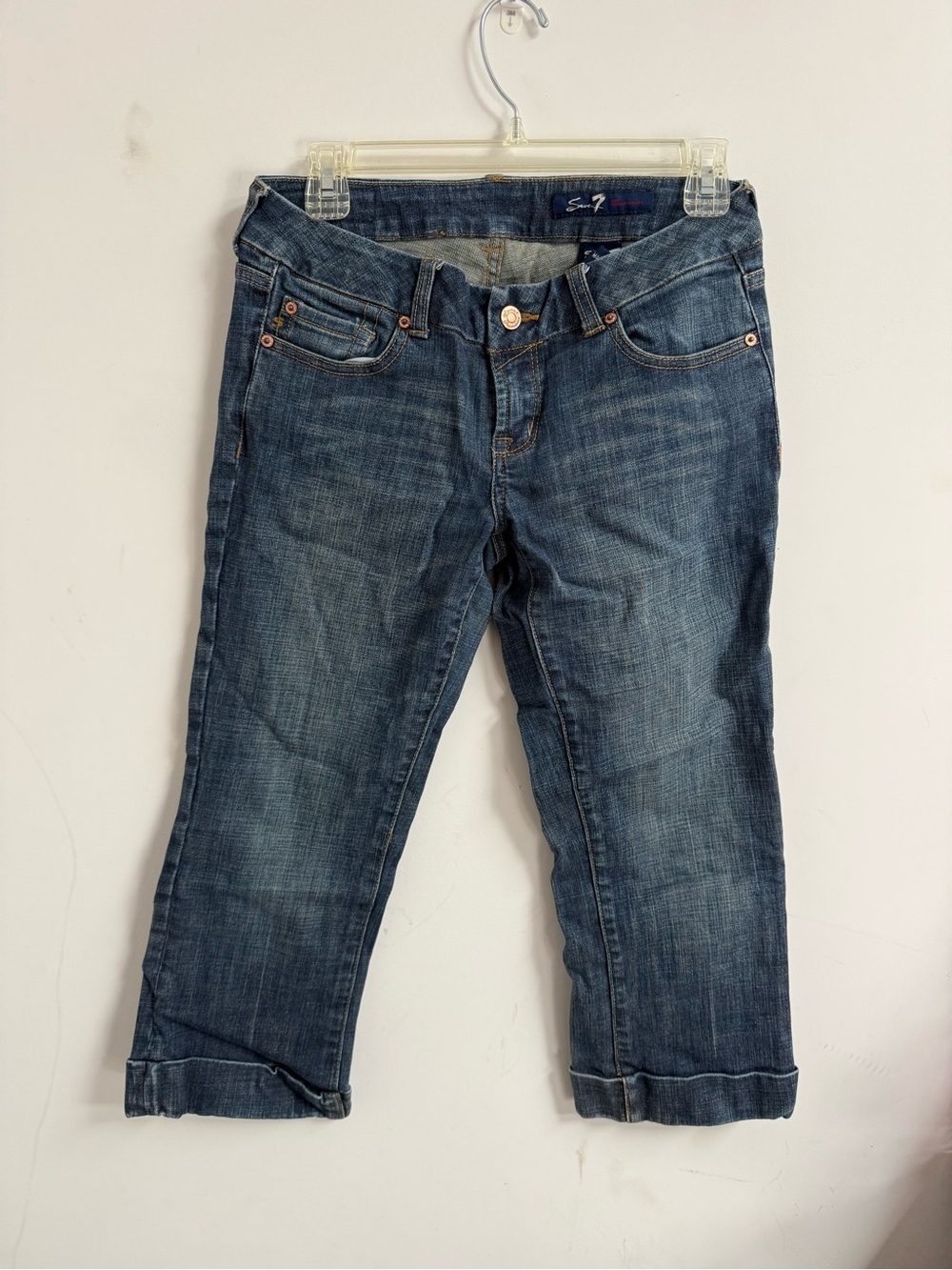 Seven7 Women's Dark Indigo Cropped Jeans